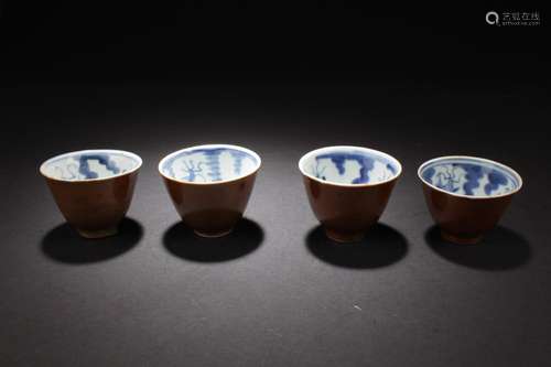 A Group of Four Chinese Antique Porcelain Cups