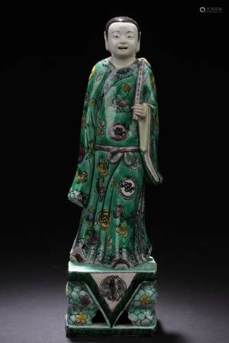 Chinese Antique Famille Verte Porcelain Scholar Figure