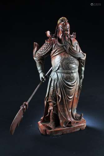 Chinese Shoushan Stone Guanyu Statue