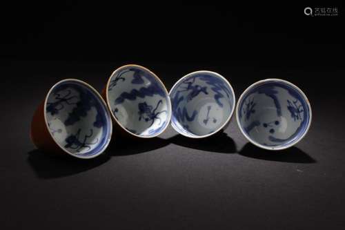 A Group of Four Chinese Antique Porcelain Cups