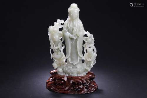 Chinese Jade Guanyin Statue