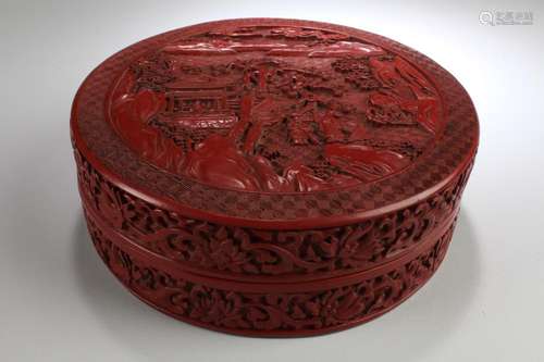 Chinese Cinnabar Lacquered Round Container