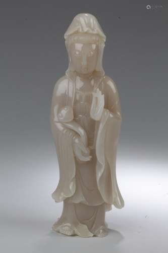 Antique Chinese Jade Guanyin Statue