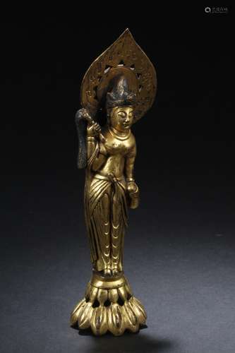 Chinese Gilt Bronze Bodhisattva Statue