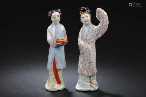 Two Chinese Porcelain Figure Statues