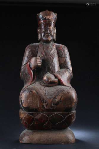 Chinese Wood Carved Deity Statue