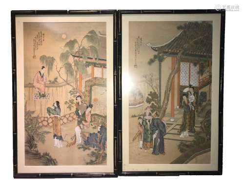 A Pair of Chinese Framed Juan Painting