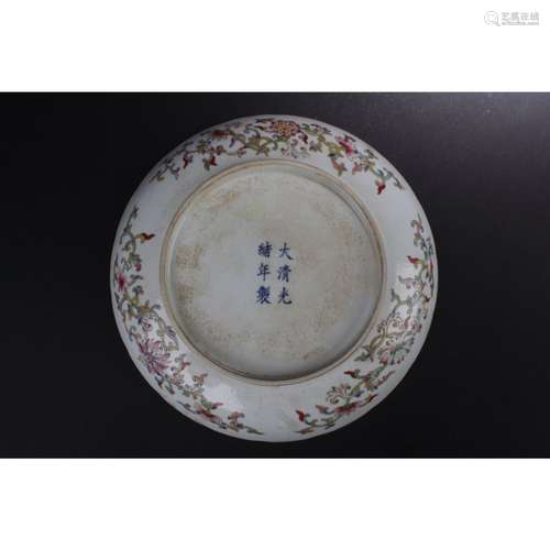 A Chinese Bat-framing Familie Rose Porcelain Plate