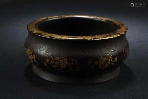 GILT BRONZE 'EIGHT TREASURES' CENSER