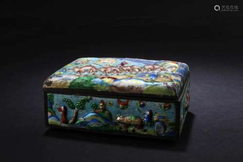 Chinese Antique Cloisonne on Bronze Trinket Box