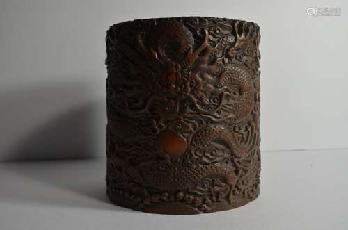 Antique Chinese Bamboo Carved Brushpot