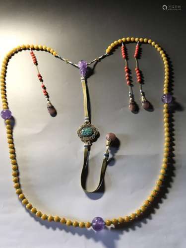 Chinese Amber Beads Chaozhu Necklace