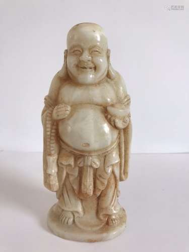 Chinese Soapstone Carved Smilling Buddha