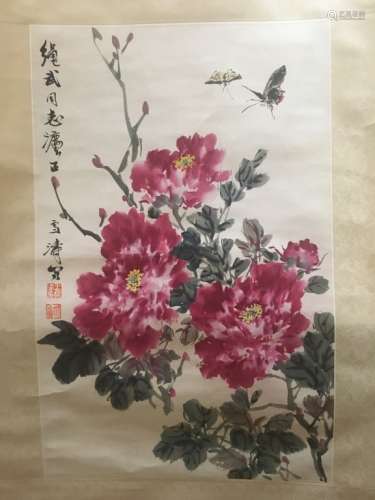 Chinese Ink&Color Scroll Painting,Seal&Signed