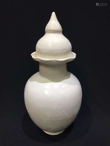 Chinese White Glazed Porcelain Cover Vase