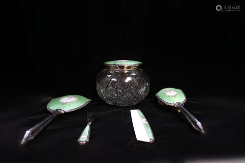 Set of Silver&Enamel Crystal Dress Set