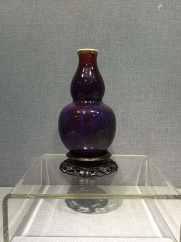 Chinese Purple Glazed Gourd Shape Porcelain Vase