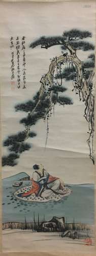 Chinese Ink/Color Scroll Painting w Calligraphy