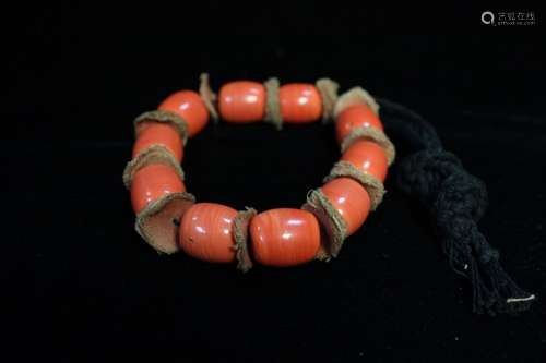 Chinese Red Color Glass Beads Bracelet