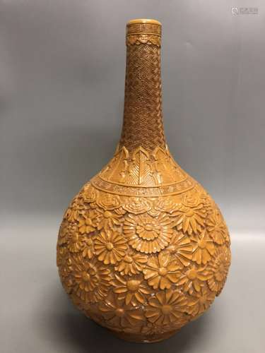 Chinese Yellow Glazed Porcelain Tianqiu Vase