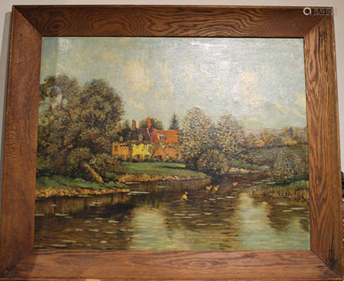 Oil on Canvas, River Scene