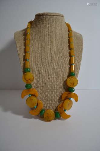 Chinese Yellow Beads Necklace