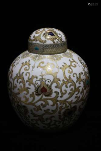 Chinese White Ground Porcelain Cover Jar