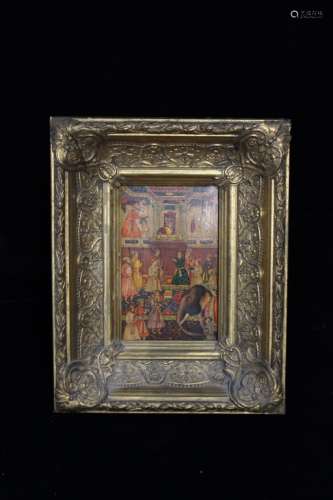 19th C Indian Painting on Board w Frame