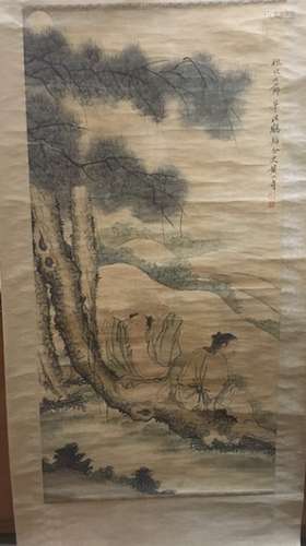 Chinese Ink and Color Scroll Painting,Seal&Signed