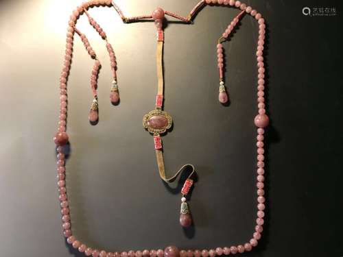 Chinese Pink Tourmaline Beads Necklace