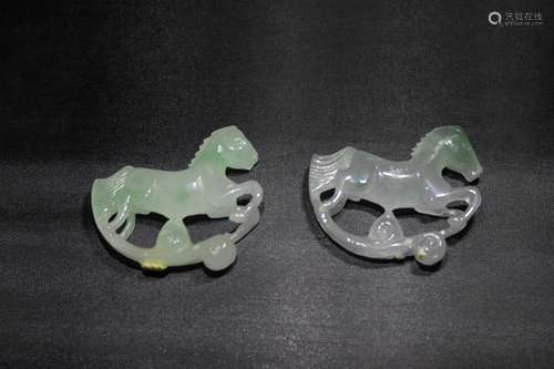 Pair of Chinese Jadeite Horses