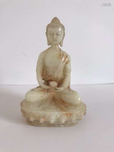 Chinese Stone Carved Seating Buddha