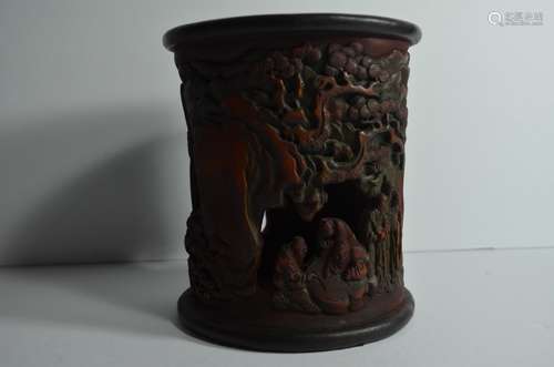 Antique Chinese Bamboo Carved Brushpot