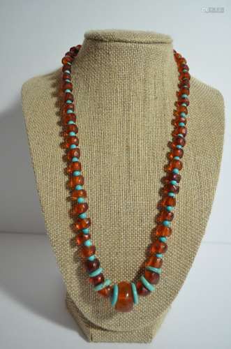 Chinese Beads necklace w Turquoise