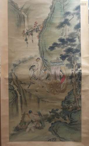 Chinese Ink&Color Scroll Painting,Seal&Signed