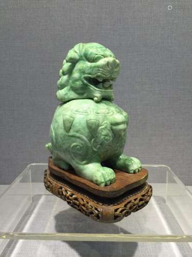 Chinese Jade Stone Carved Lion