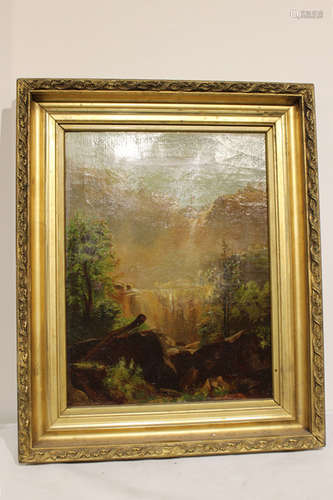 Antique Oil on Canvas, Landscape, Signed