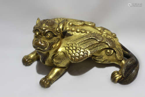 Chinese Gilt Bronze Beast