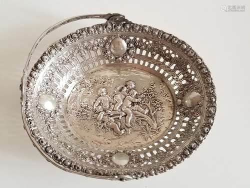 19C Continental Repousse Silver Basket