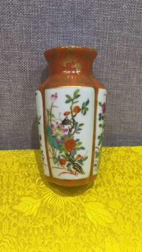 Chinese Famille Rose Porcelain Vase, Mark