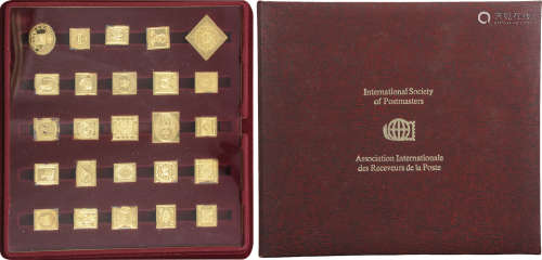 法蘭克福造幣廠發行 銀鍍金 世界各國郵票 共73個 (小部份氧化)