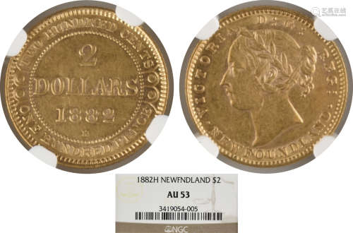 紐芬蘭 1882H $2 金幣