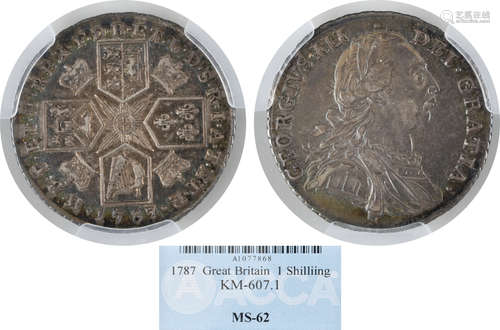 1787年 大英帝國喬治三世  1 Shilling 銀幣 A1077868