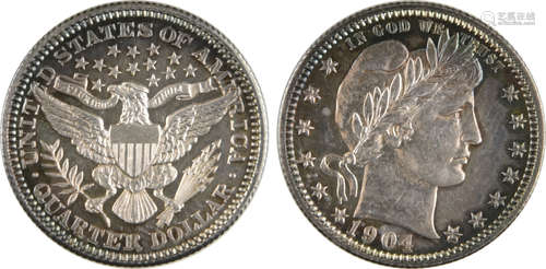 USA 1904  quarter dollar  proof