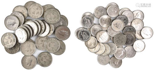 香港1939年 伍仙 鎳幣 40個 (UNC) 及 1937年 一毫 鎳幣 50個 (AU)  共90個