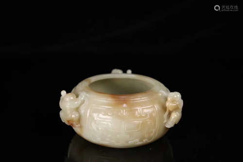 17-19TH CENTURY, A STORY DESIGN HETIAN JADE BRUSH WASHER, QING DYNASTY