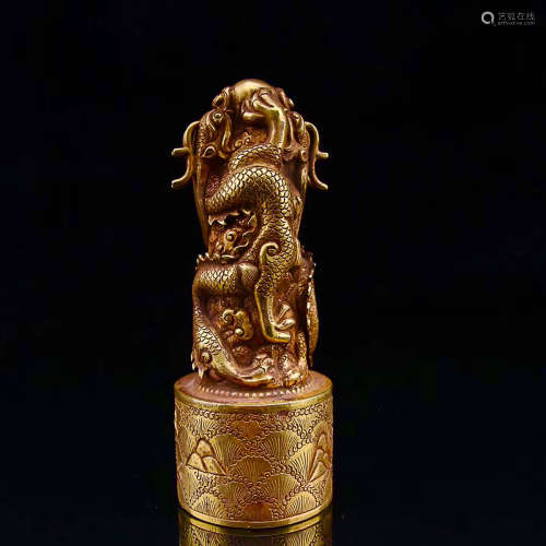 10-11TH CENTURY, A DRAGON&PHOENIX DESIGN STAMP, LIAO DYNASTY