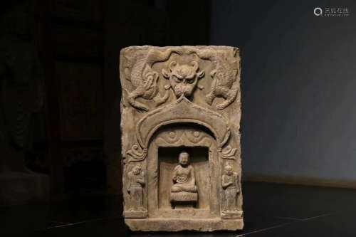 4-5TH CENTURY, A BUDDHA DESIGN STONE TABLET, NORTHERN WEI DYNASTY