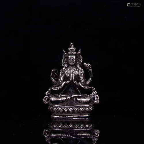 A GUANYIN DESIGN SILVER ORNAMENT