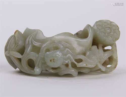 CHINESE JADE LOTUS BRUSH WASHER